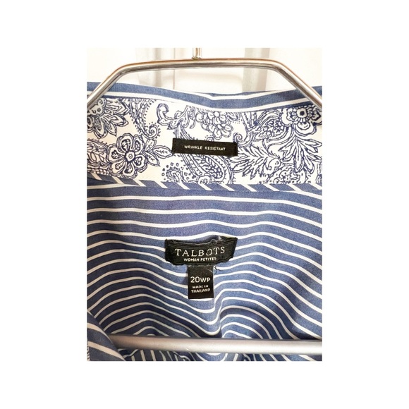 Plus Size Talbots Navy Blue & White stripes button down collared shirt S-20 WP - Picture 3 of 6